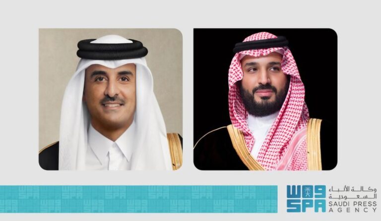 سياسي / سمو ولي العهد وأمير دولة قطر يستعرضان هاتفيًا العلاقات الأخوية ويبحثان تطورات الأحداث