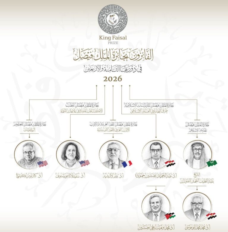 جائزة الملك فيصل تعلن أسماء الفائزين بأفرعها الخمسة لعام 2026
