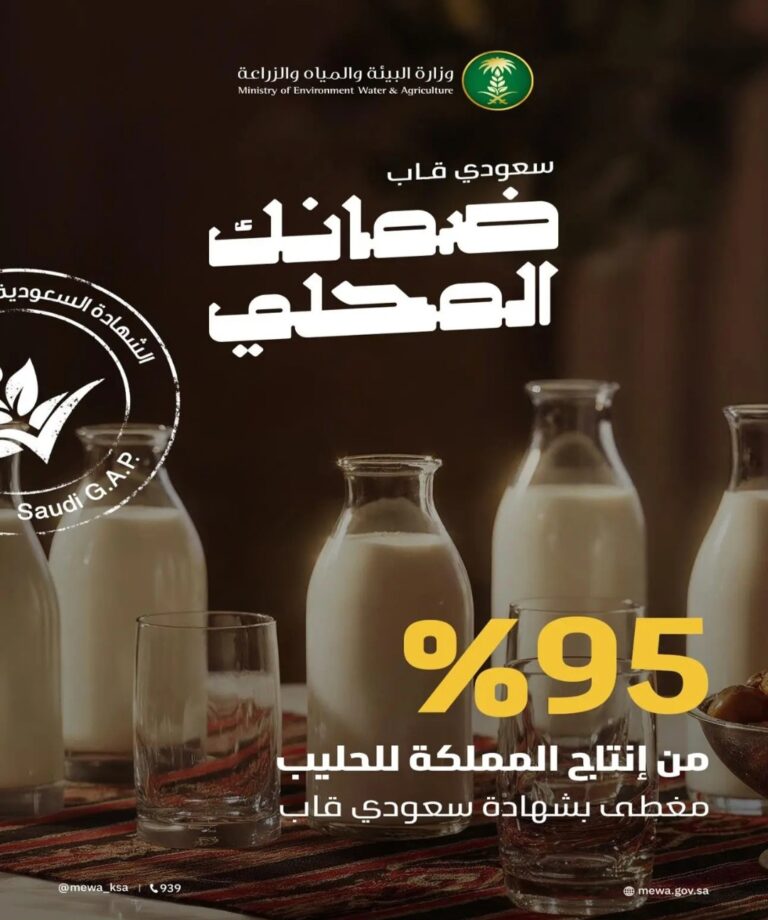 اقتصادي / “البيئة”: 95% من إنتاج المملكة من الحليب مغطى بـعلامة “سعودي قاب”